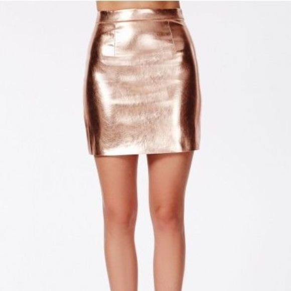 SOLD! - Rose Gold Metallic Mini Skirt - Picture 1 of 6